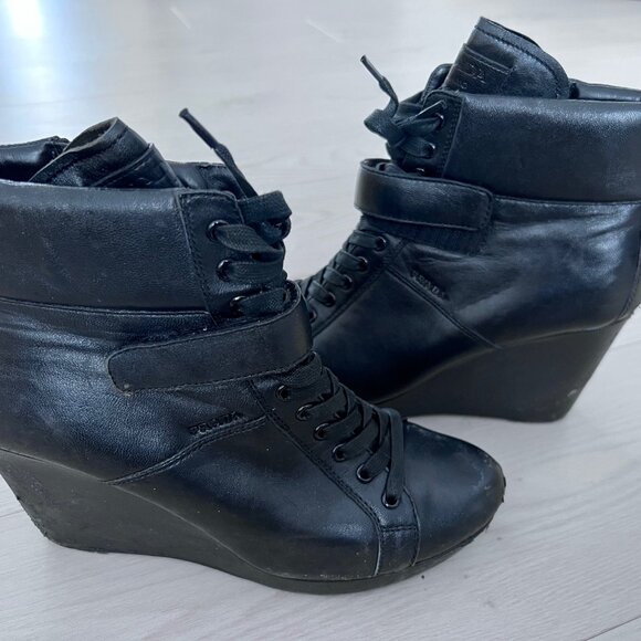 Prada Wedge Leather Booties in Black ( 40 ) - Picture 12 of 12